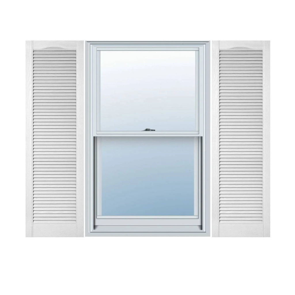Vinyl Cathedral Top Open Louver Shutters Bright White M12149