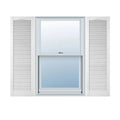 Vinyl Cathedral Top Open Louver Shutters Bright White M12149