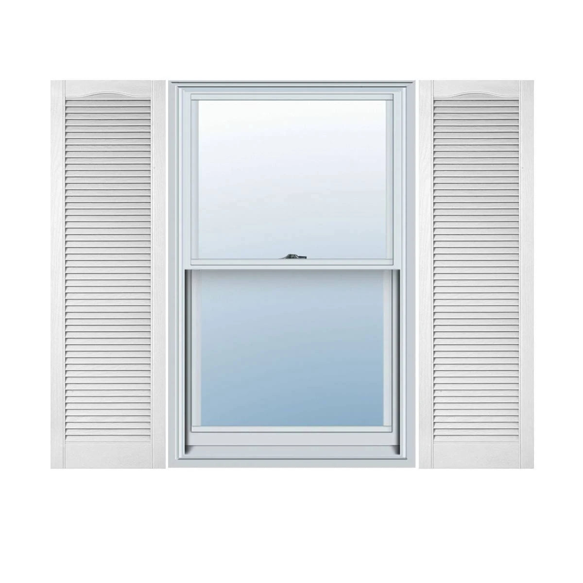 Vinyl Cathedral Top Open Louver Shutters Bright White M12149