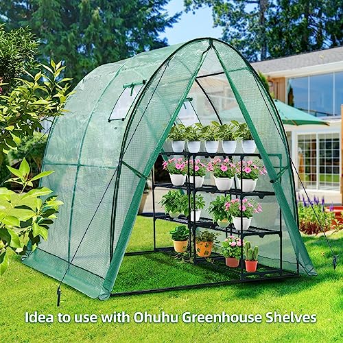 Portable Tunnel Greenhouse with Mesh Windows, 5.9x5.9x6.6 FT M9481