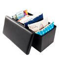 Black Faux Leather Folding Footstool Rectangle Storage Ottoman J203564