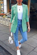 Solid Patchwork Turndown Collar Outerwear K100189