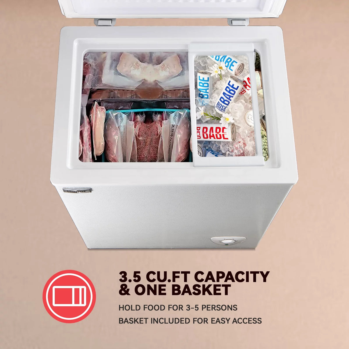 Small Chest Freezer with Storage Basket R41103