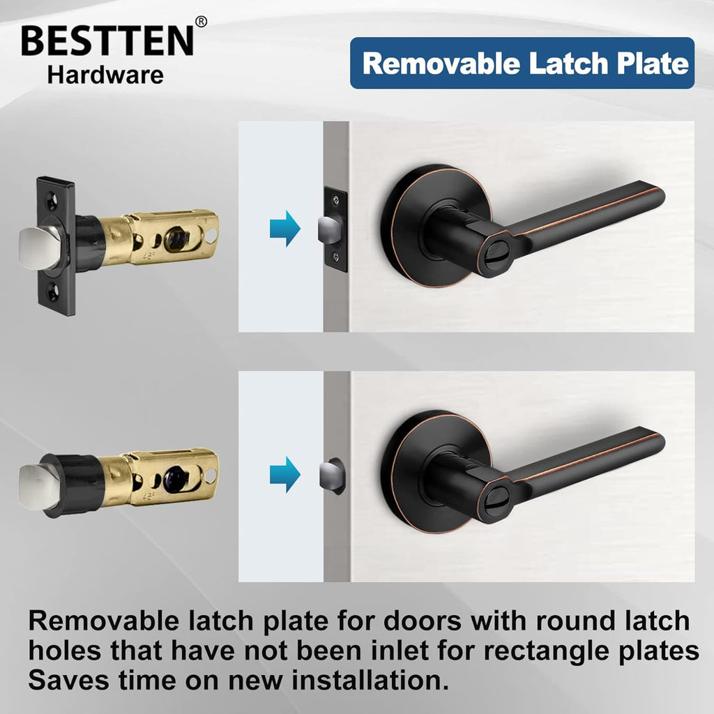 Oil Rubbed Bronze Privacy Door Handle with Removable Latch Plate K47410