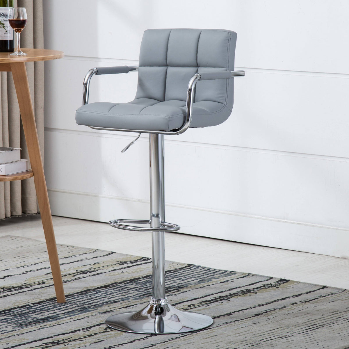 Black Faux Leather Swivel Barstools Set of 3 F84302