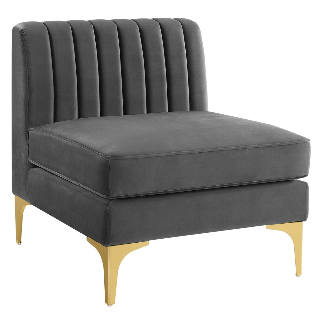 Gray Channel Tufted Performance Velvet Armless Chair R2491