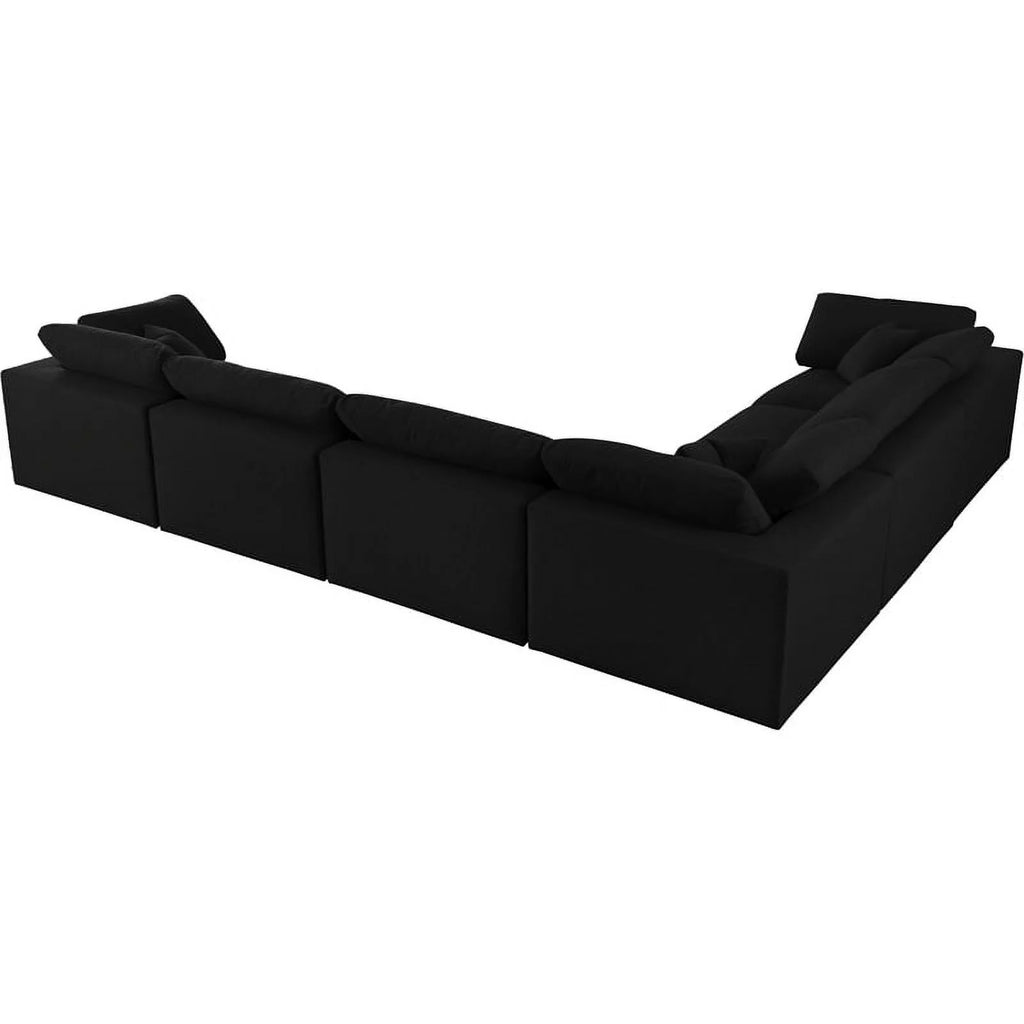 Black Linen Fabric Modular Sectional R847121