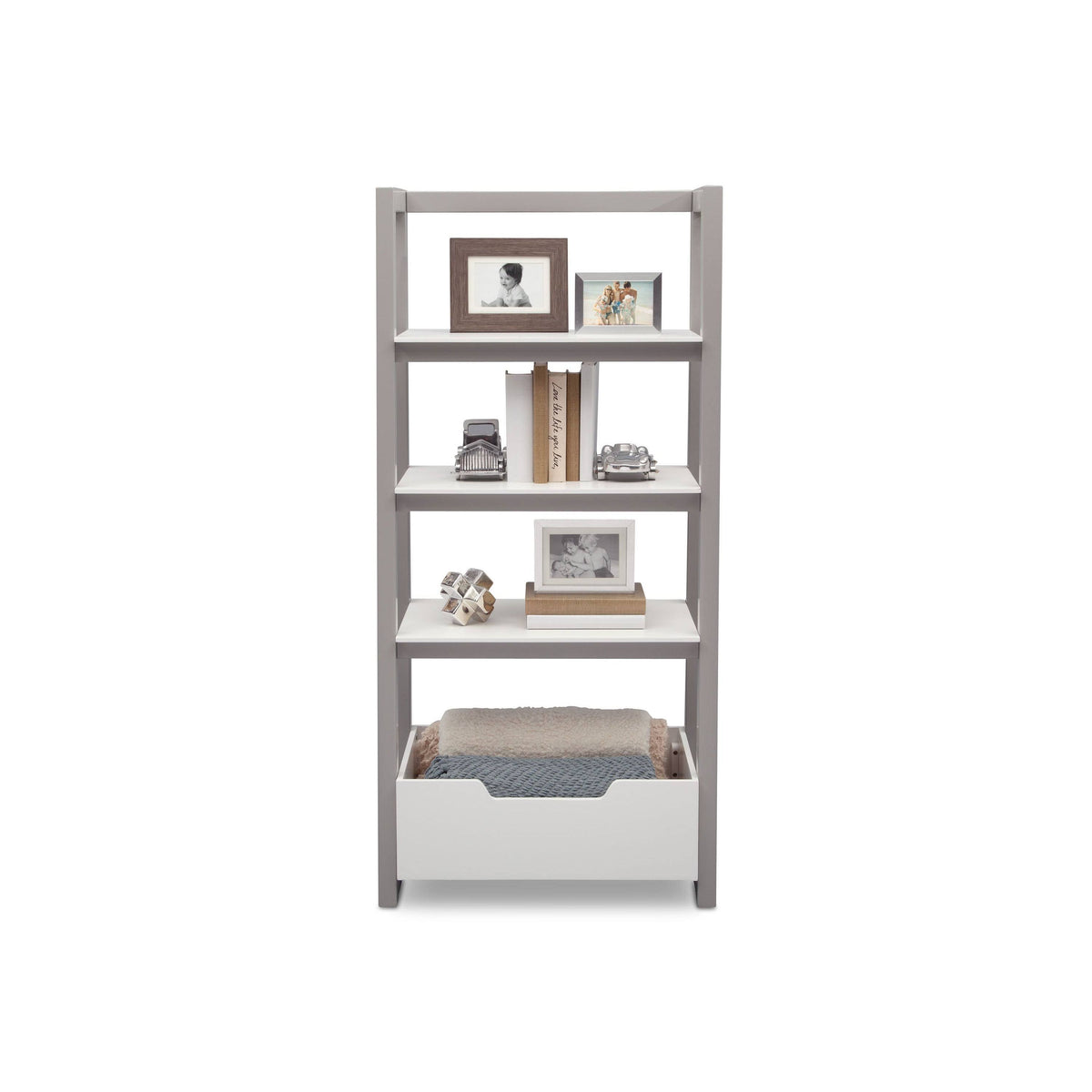 White Grey Ladder Shelf U258254
