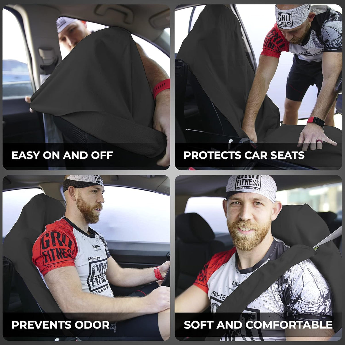 Black Non-Slip Removable Car Seat Cover Pack of 2 S531348
