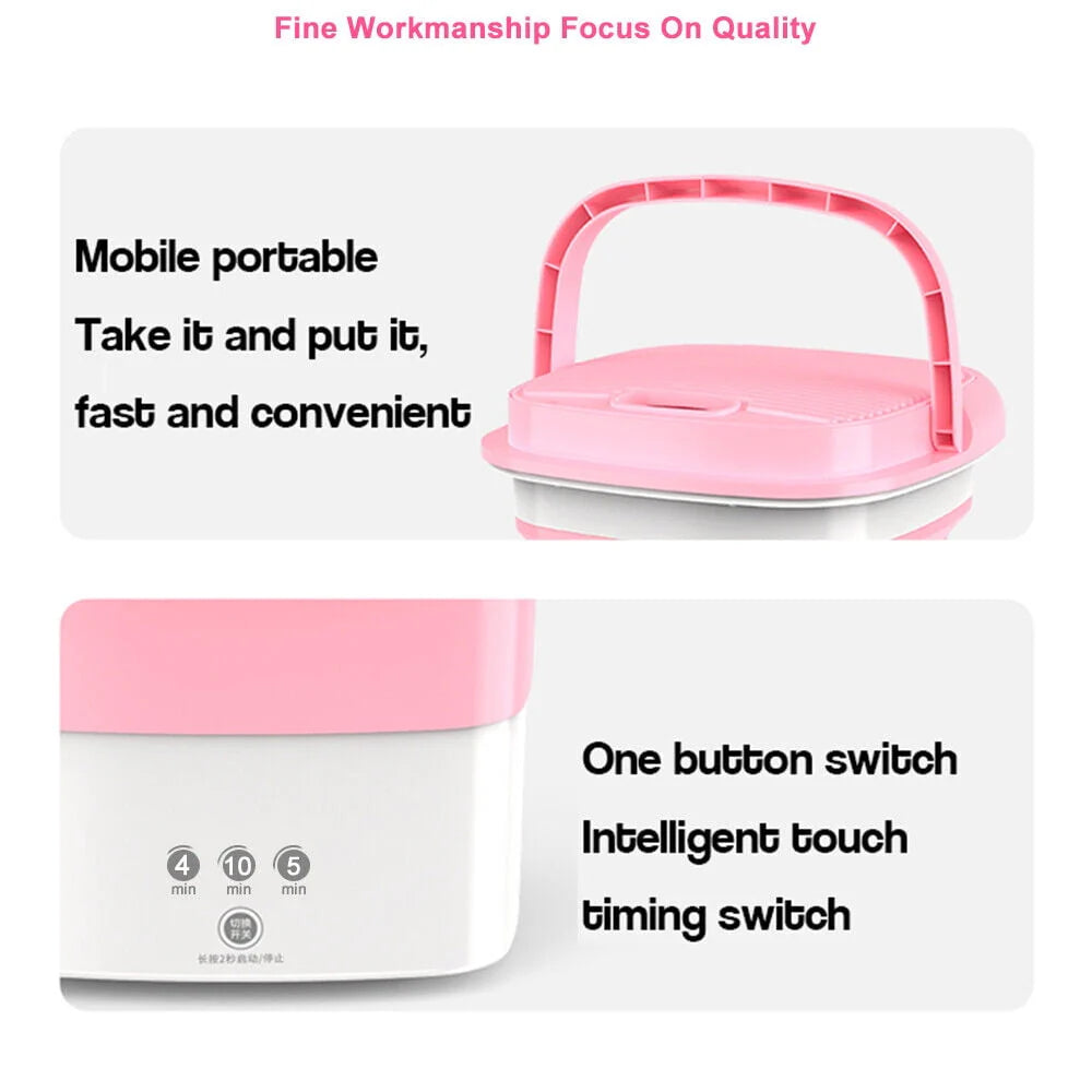 Portable Mini Washer with Dryer Pink Y88718