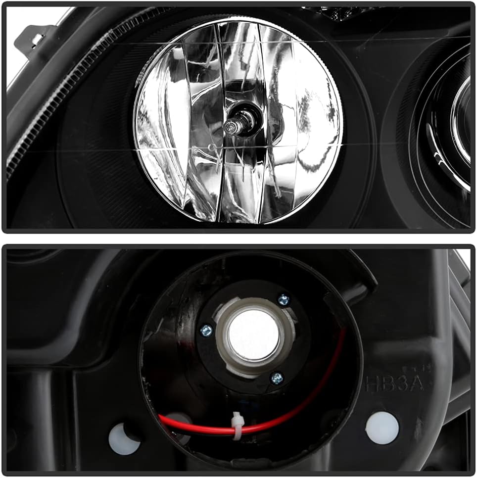 Black Housing Projector Headlight Headlamps Pair Set B7095
