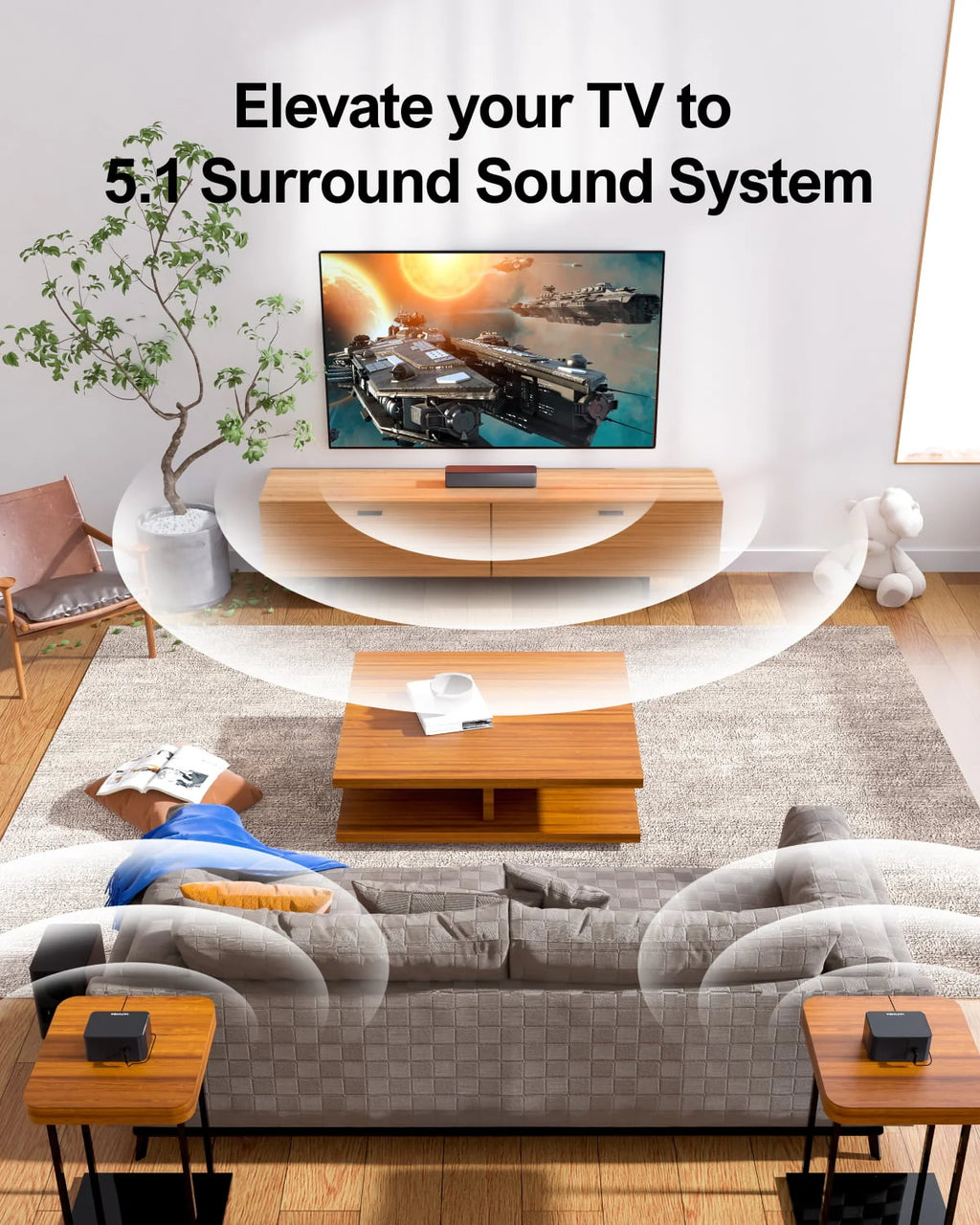 5.1 Surround Sound Bar with Wireless Subwoofer and Rear Speakers S42063