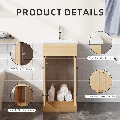 16” White Bathroom Vanity Sink Combo with 2 Doors G8541