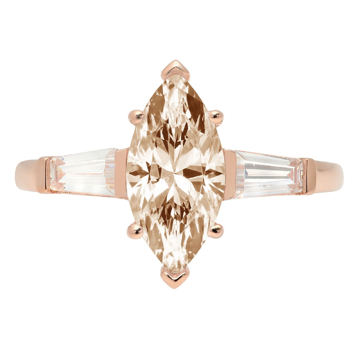 Champagne Simulated Diamond 3 Stone Ring G398333