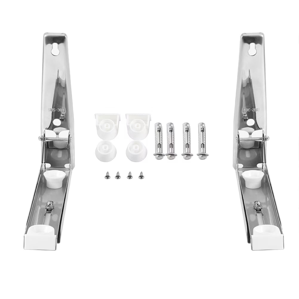 Adjustable 304 Stainless Steel Folding Wall-Mounted Microwave Oven Holder Bracket Shelf T205312