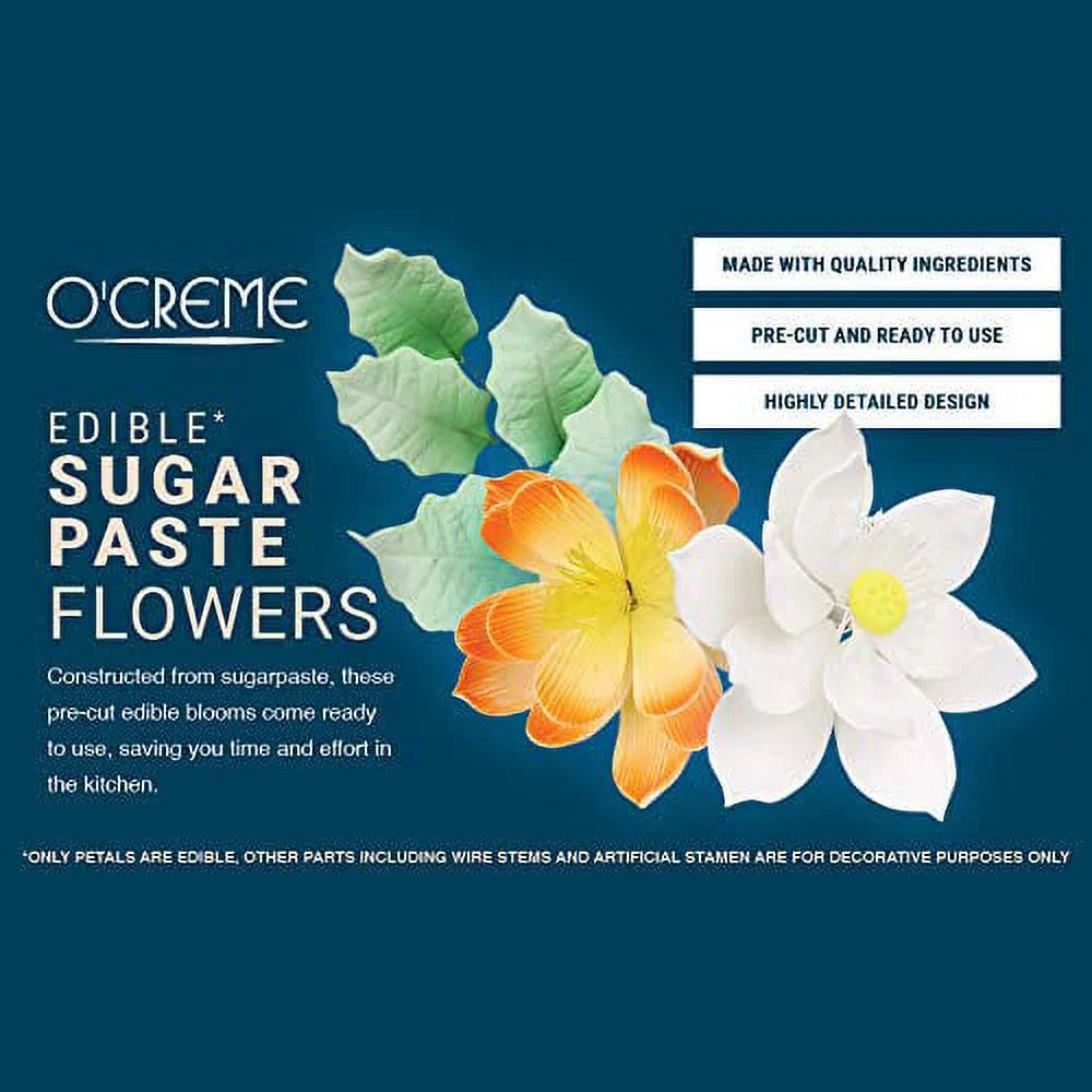 Edible Sugar Flower Spray 6 Inch Set of 3 White with Buds K475337