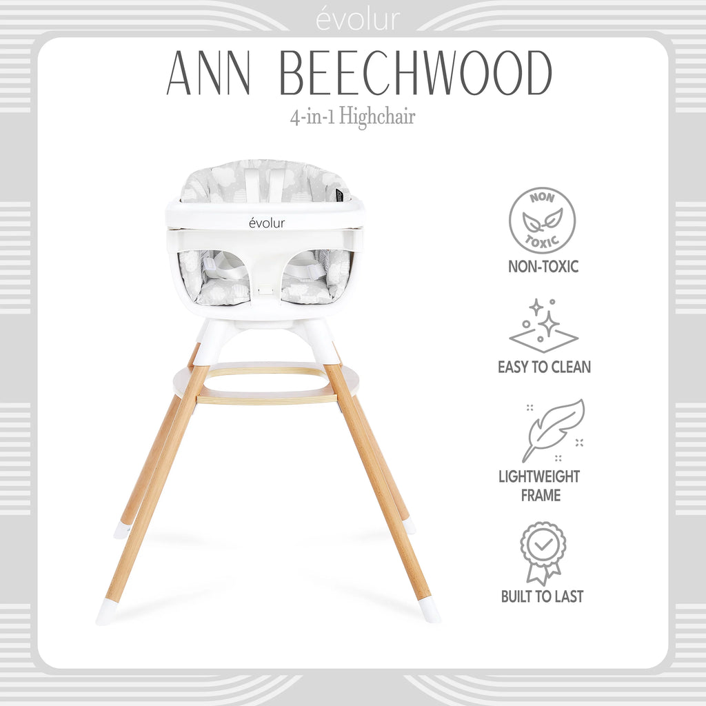 Gray 4-in-1 Highchair with 5 Point Safety Harness T1021