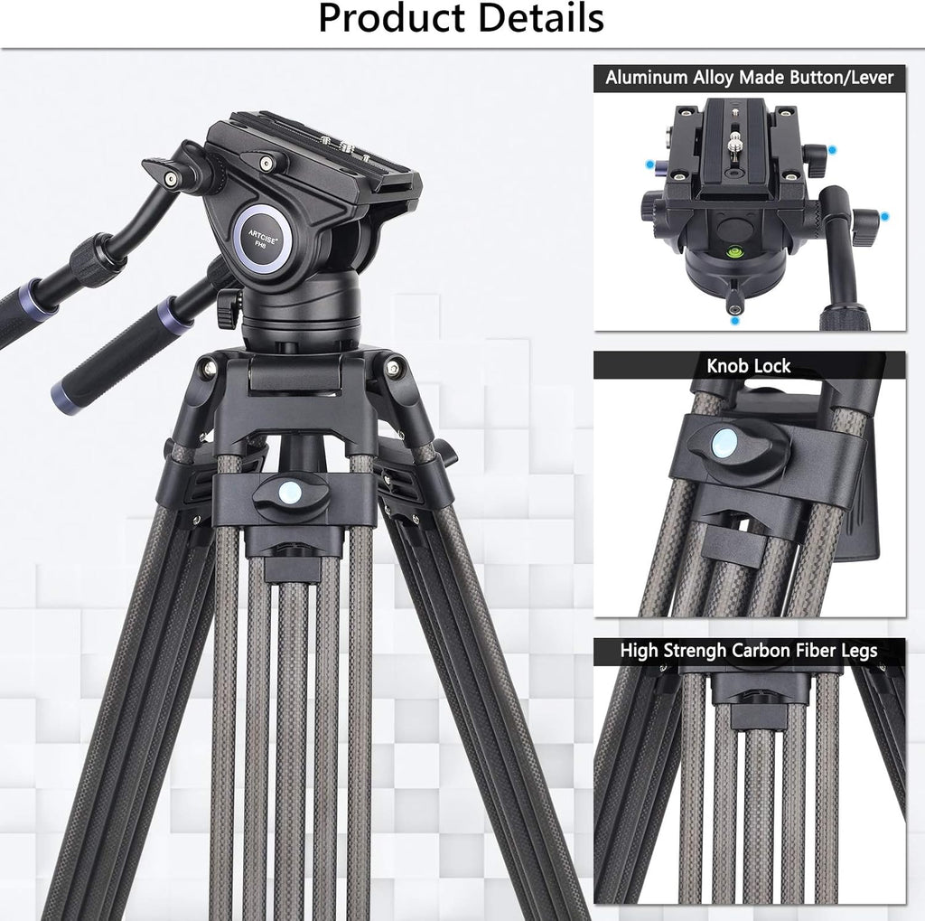 Carbon Fiber Heavy Duty Video Tripod with Fluid Drag Head L377957