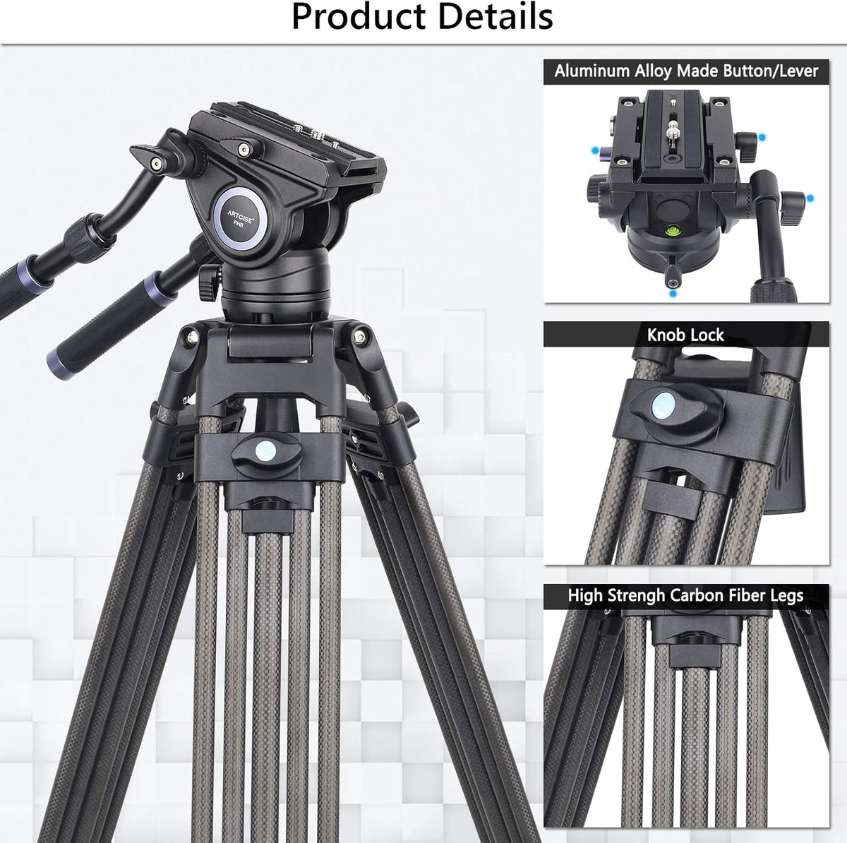 Carbon Fiber Heavy Duty Video Tripod with Fluid Drag Head L377957