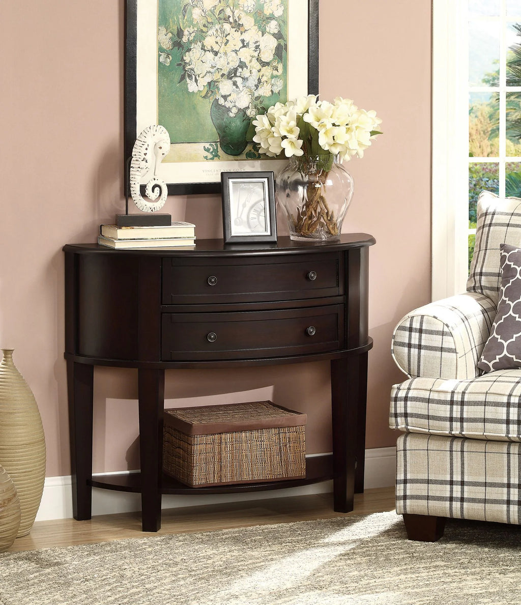 2-drawer Demilune Shape Console Table Cappuccino Z1189
