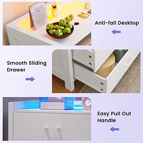 White 6 Drawer Wood Dresser with LED Lights U94607