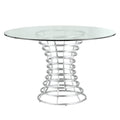Brushed Stainless Steel Dining Table with Clear Glass T566015