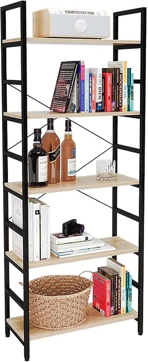 Grey 5 Tier Bookcase with Adjustable Shelves S560541