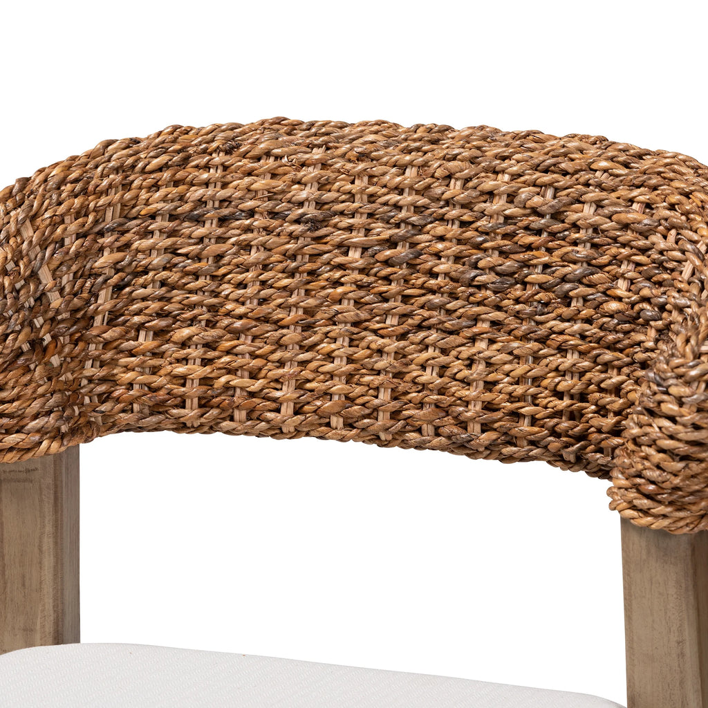 Walnut Brown Mahogany Wood and Rattan Dining Chair E55720