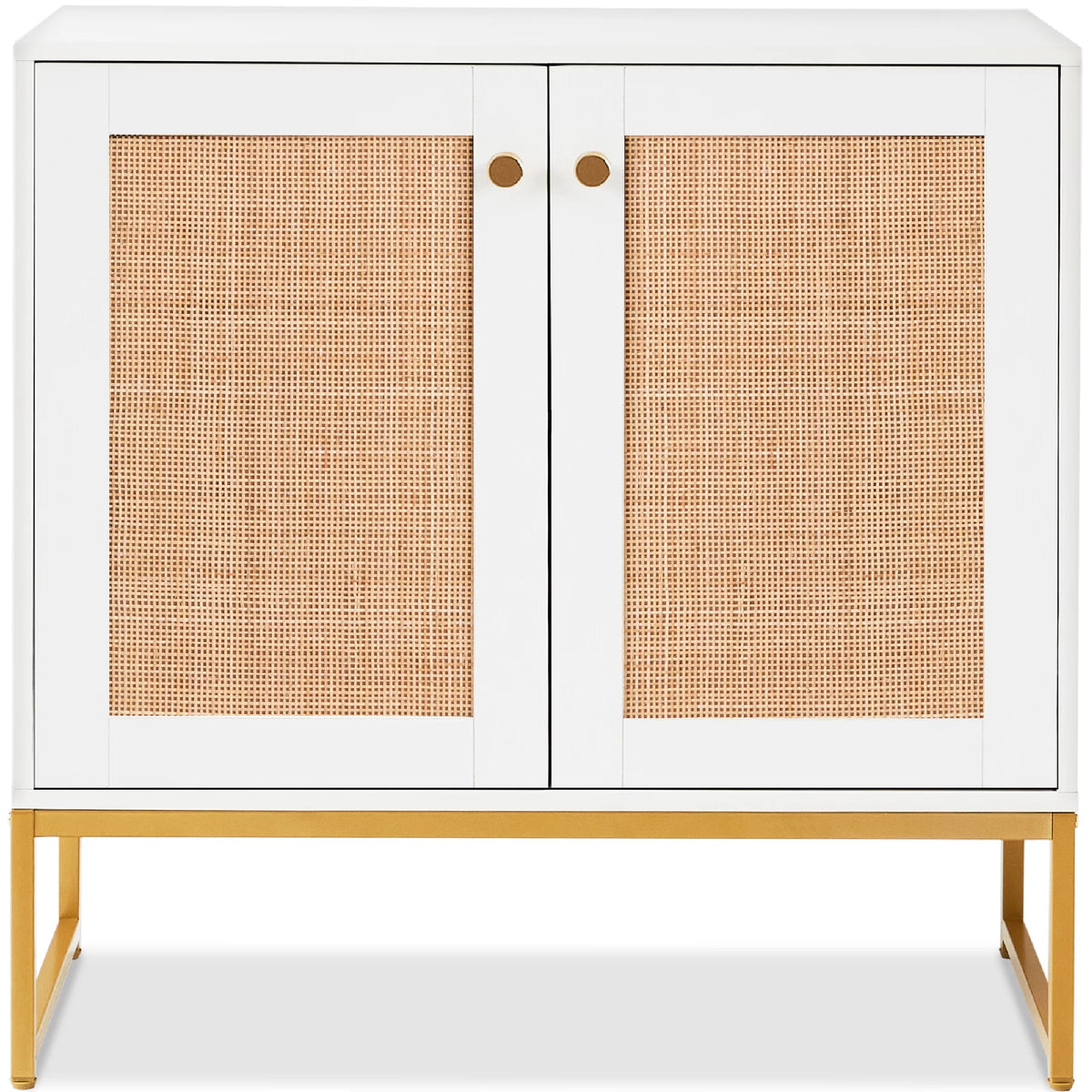 White 2-Door Rattan Storage Cabinet N160