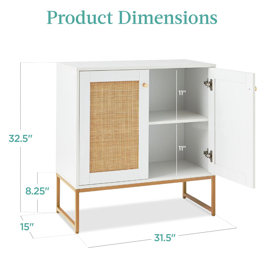White 2-Door Rattan Storage Cabinet N160