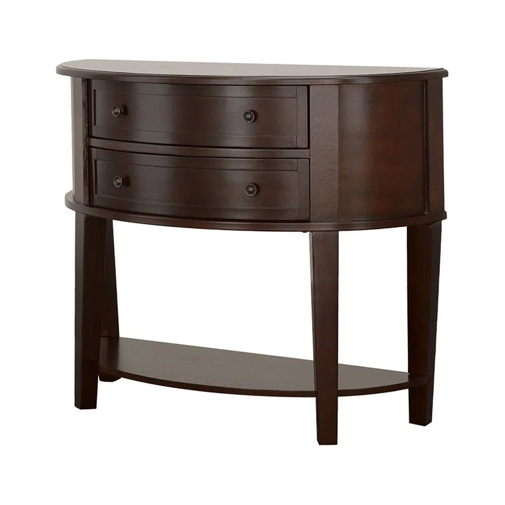 2-drawer Demilune Shape Console Table Cappuccino Z1189