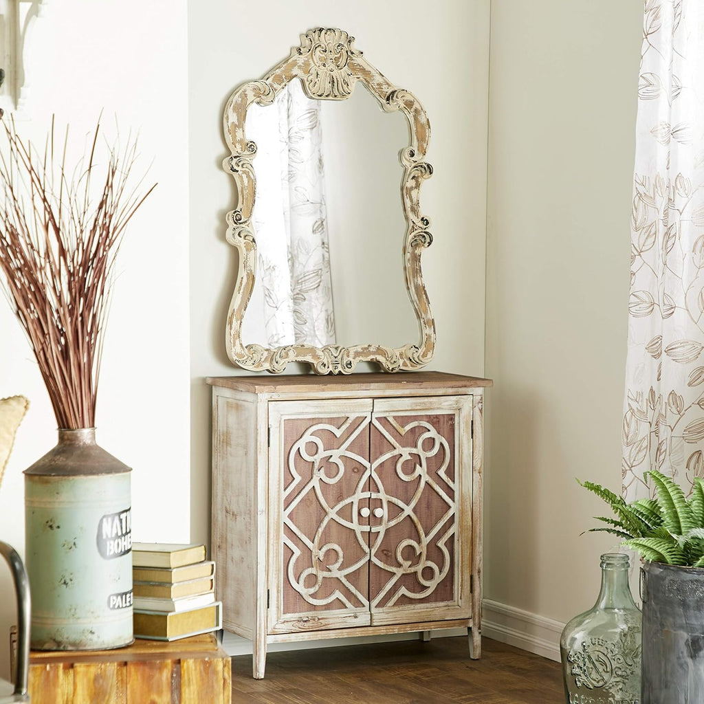 28 x 31 Light Brown White Wood Cabinet U5696