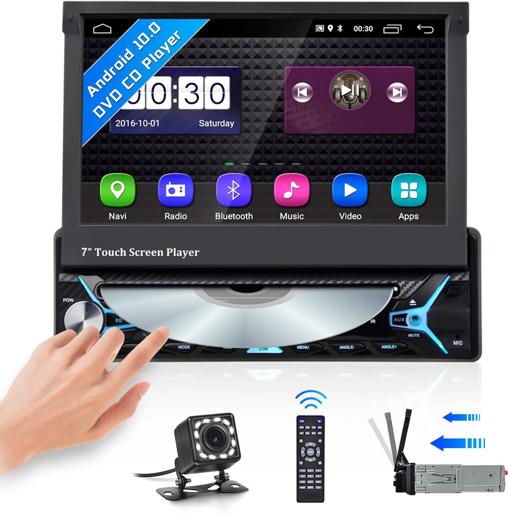 Single Din 7 Inch Flip Out Touchscreen Car Stereo with Backup Camera Q57779