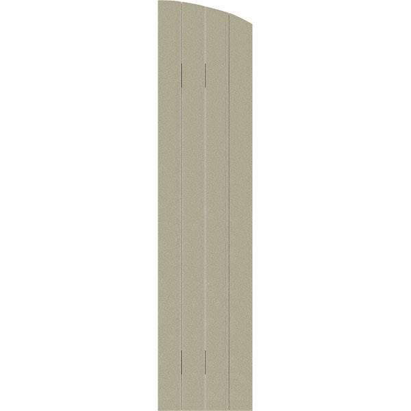 Rustic Faux Wood Shutters with Elliptical Arch Top T228387