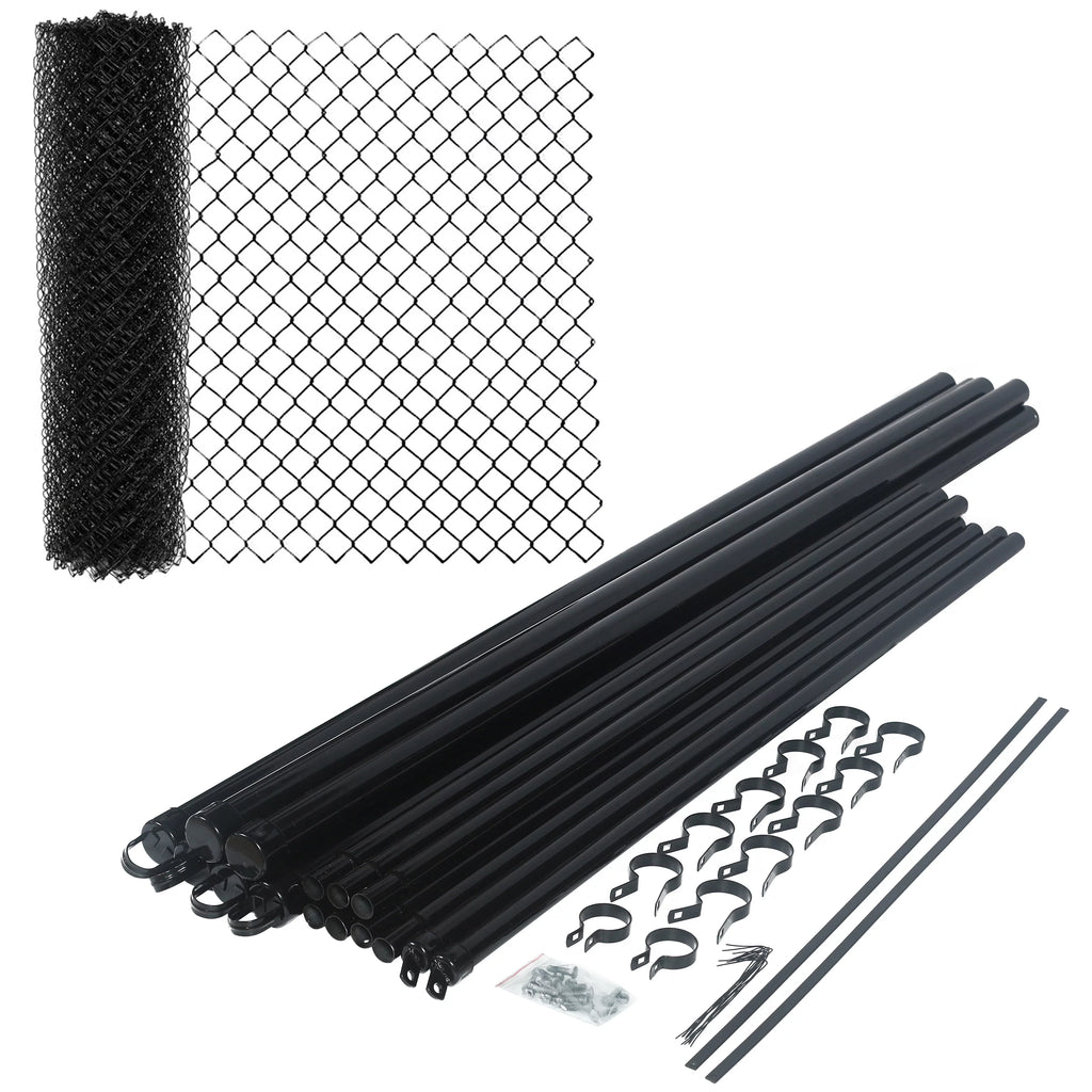 Black PVC Coated Chain Link Steel Fence 5X50 ft P97928