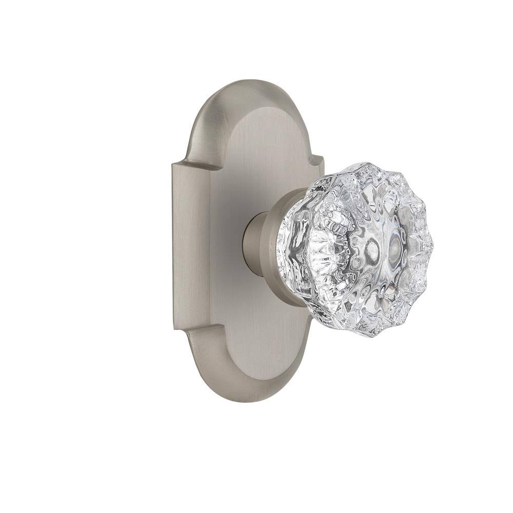 Crystal Glass Passage Door Knob with Cottage Plate Satin Nickel D734