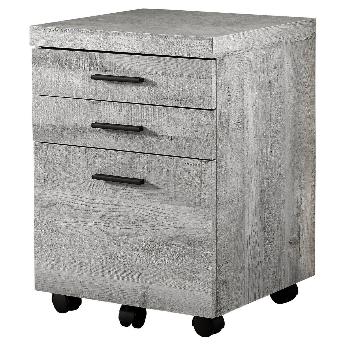Grey Reclaimed Wood 3 Drawer Mobile Filing Cabinet D724