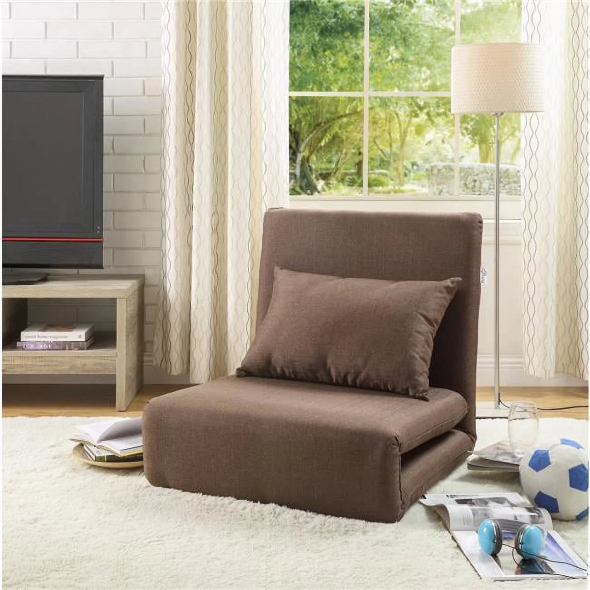Brown Linen Floor Chair W499