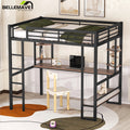 Full Size Metal Loft Bed with Desk and Shelves W626525