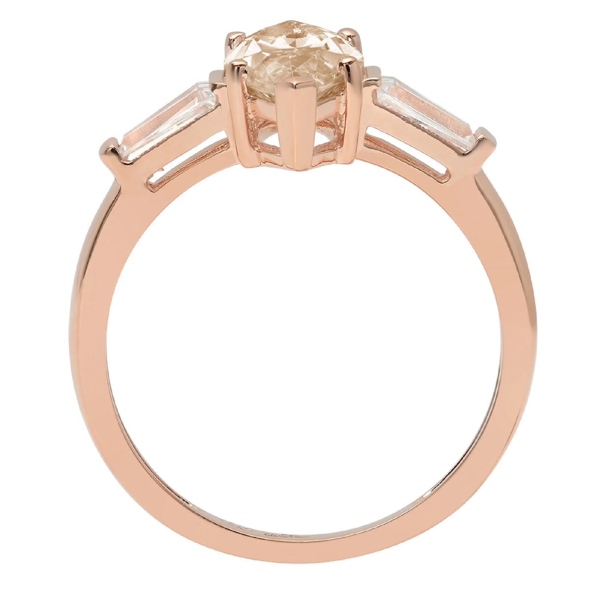 Champagne Simulated Diamond 3 Stone Ring G398333
