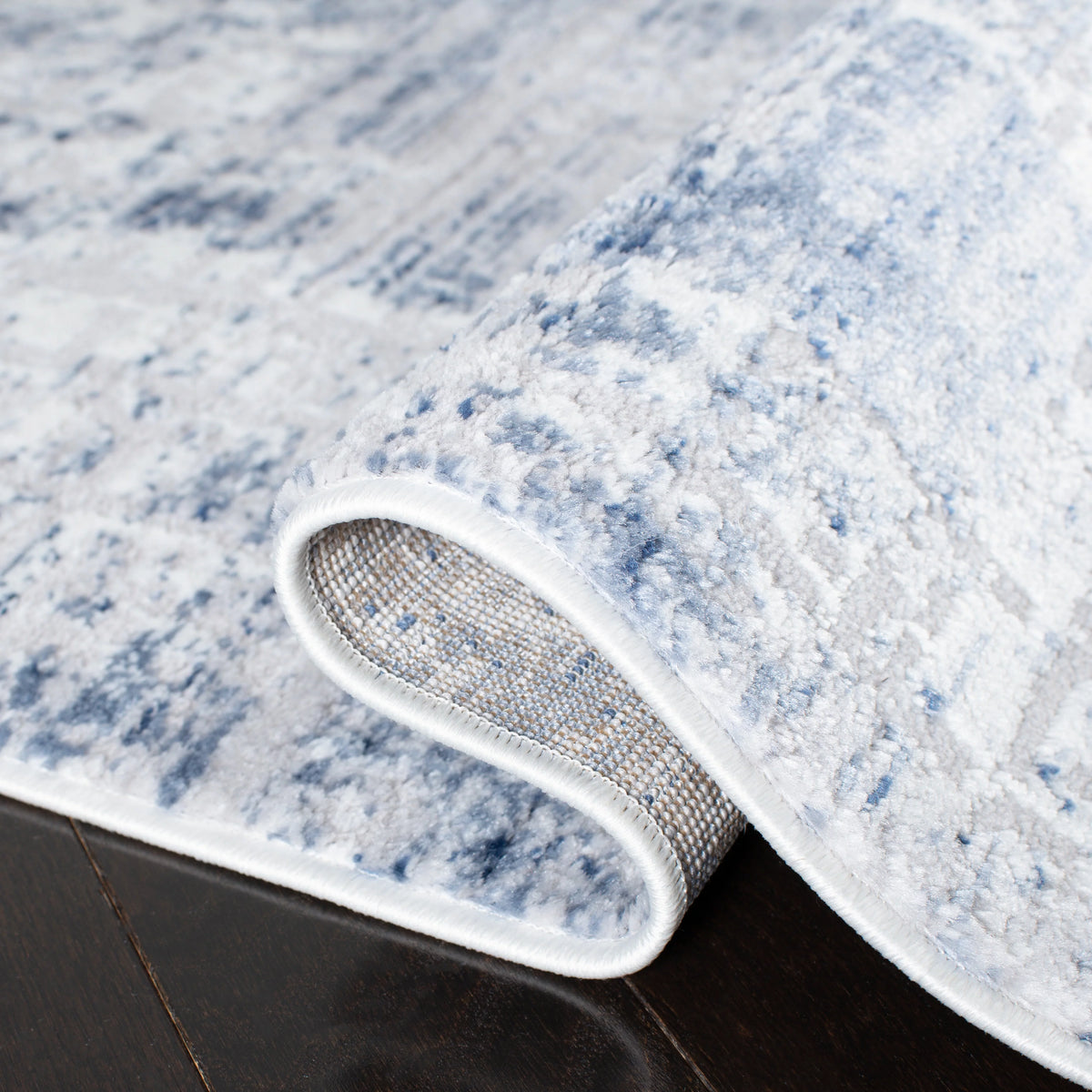 Navy Light Grey Abstract Area Rug 8' x 10' D830877