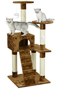 Beige Compact Cat Tree with Ladder X6074