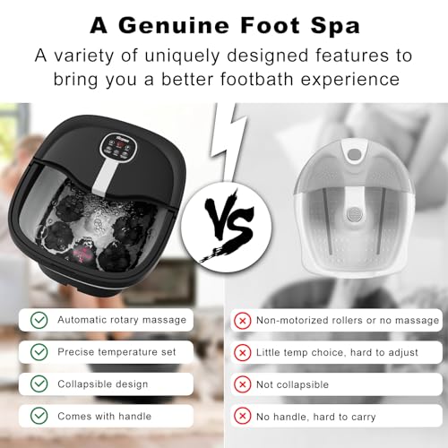 Collapsible Electric Foot Spa with Heat Bubble Remote and 24 Shiatsu Massage Balls K3361