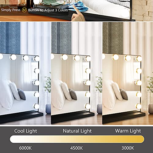 Black 20In Lighted Vanity Mirror with USB Outlet S1952