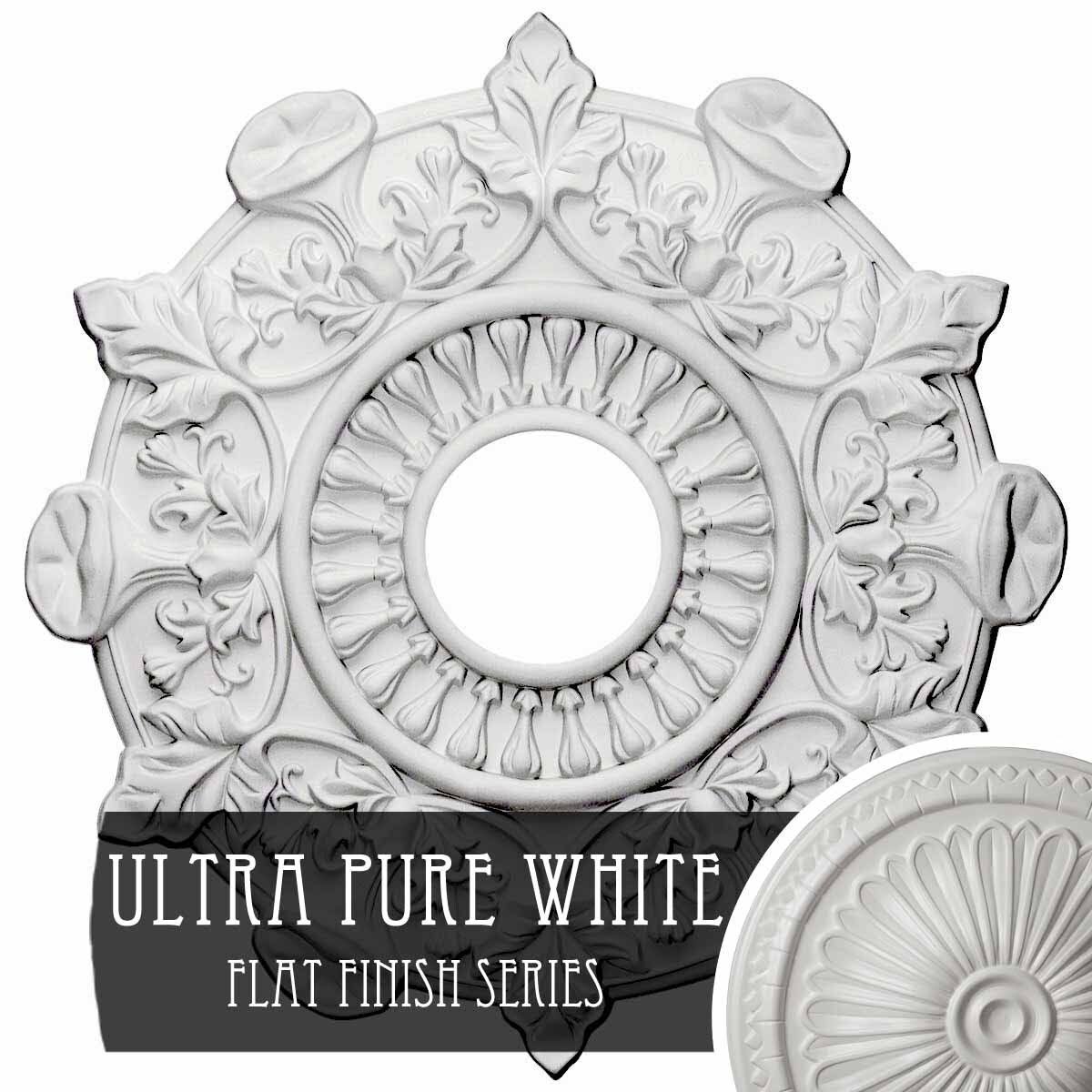 17 1/2x22OD x 4x22ID x 1x22P Hand-Painted Ultra Pure White Ceiling Medallion K380