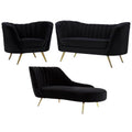 3-Piece Velvet Accent Chair Chaise & Loveseat E464682