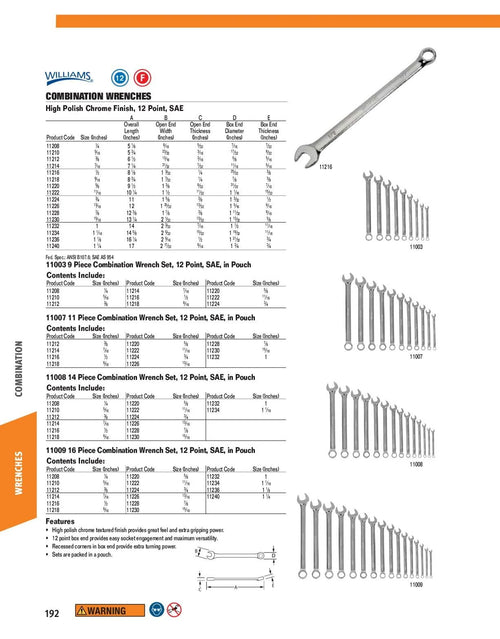 16 Pc Combo Wrench Set U49512