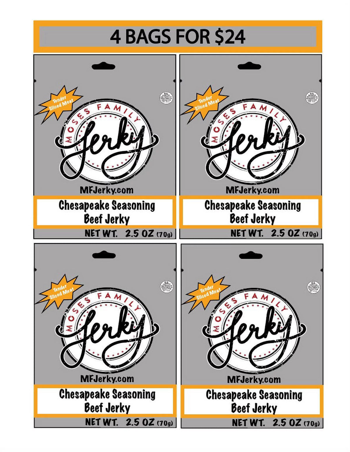 Beef Jerky 2.5 Ounce Pack of 4 X151014