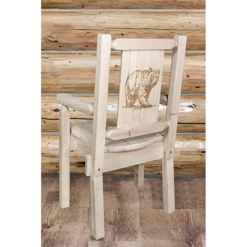 Laser Engraved Bear Design Captain's Chair U571