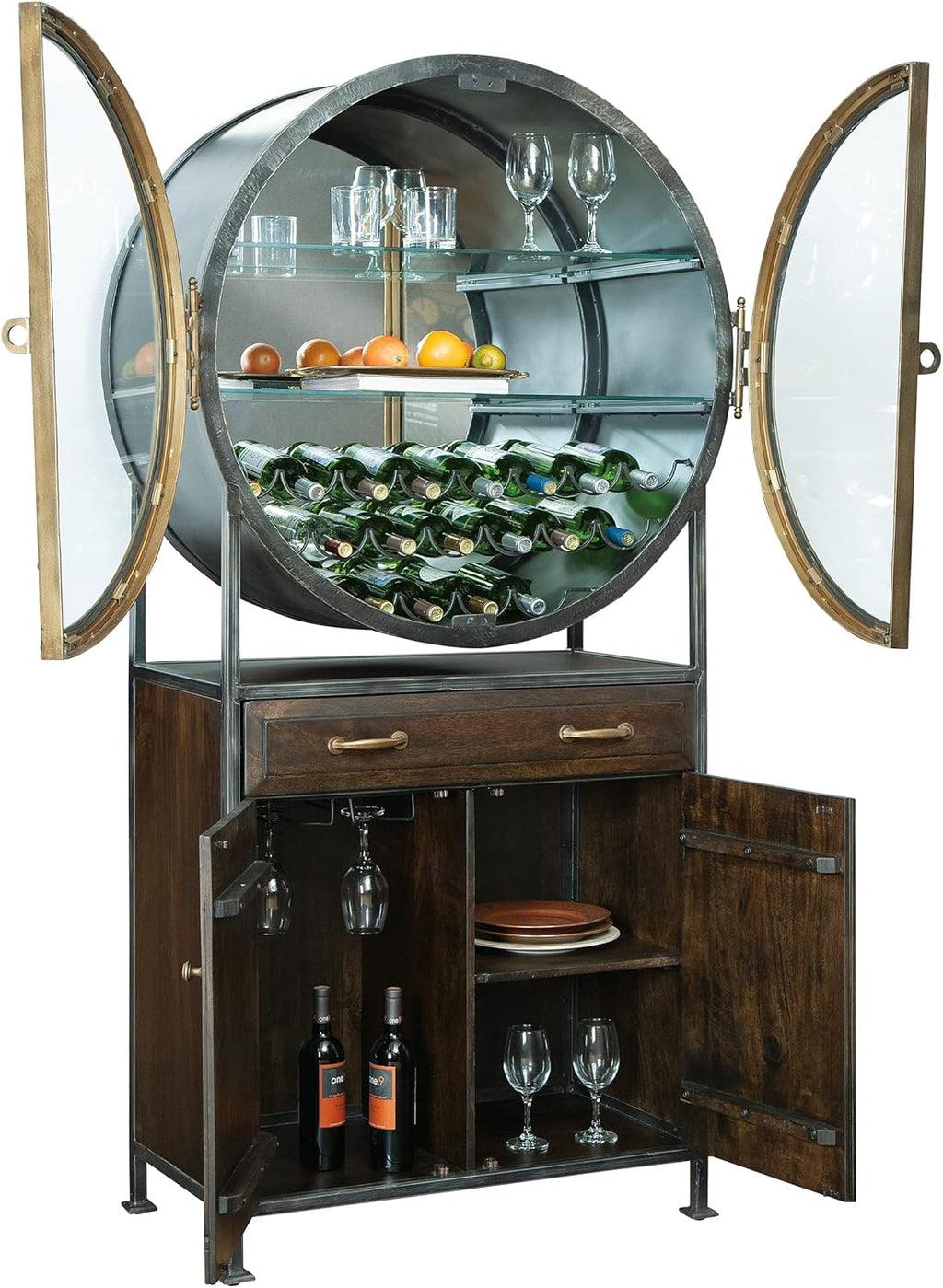 Distressed Hardwood Wine Bar Cabinet N48008